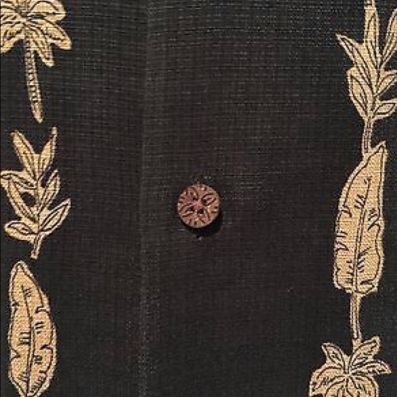 Tommy Bahama Black Floral Hawaiian Silk Shirt - Picture 2 of 6